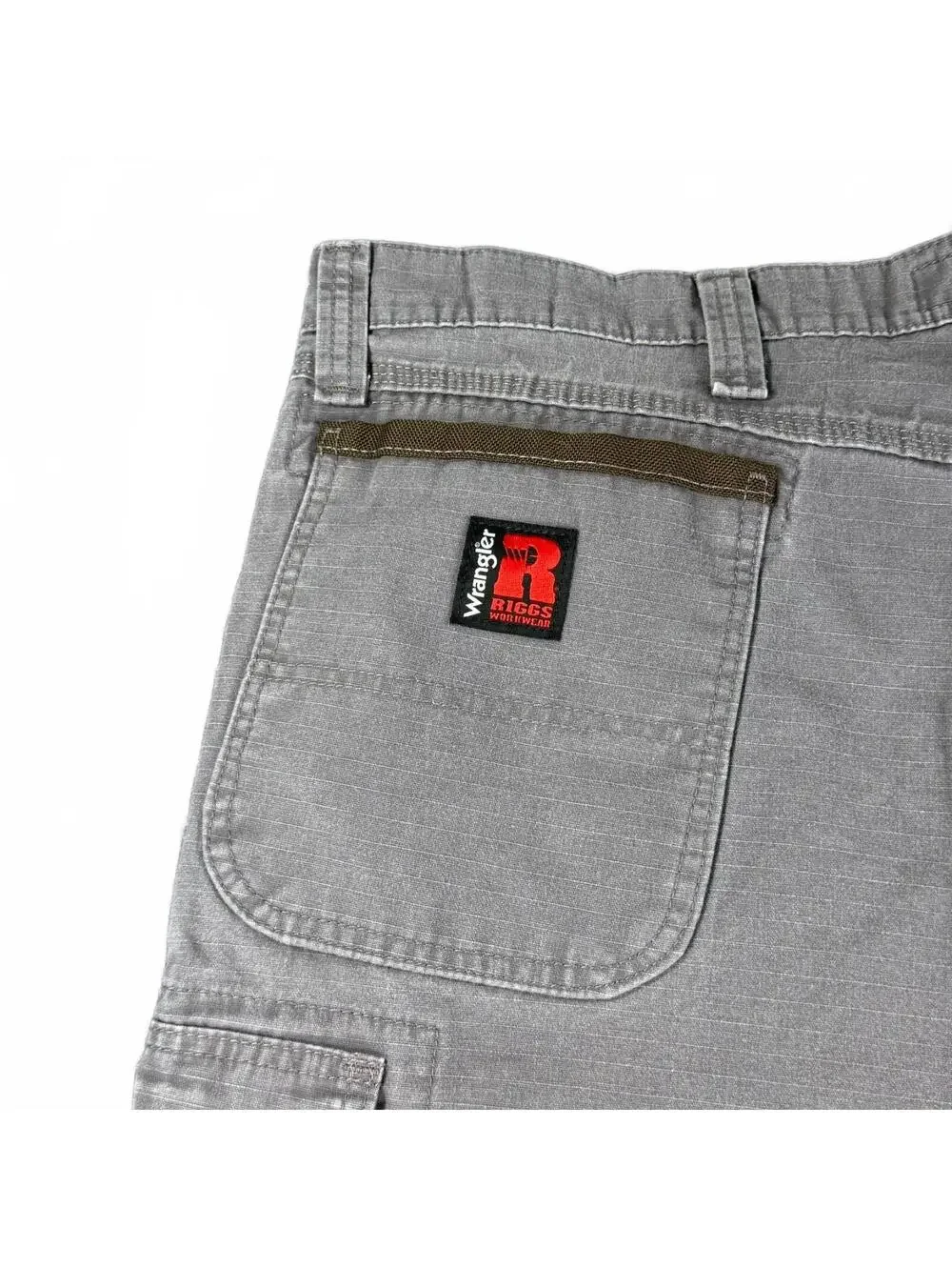 Men's Wrangler Riggs Workwear Gray Cargo Pants 40x30 Durable Cotton Utility